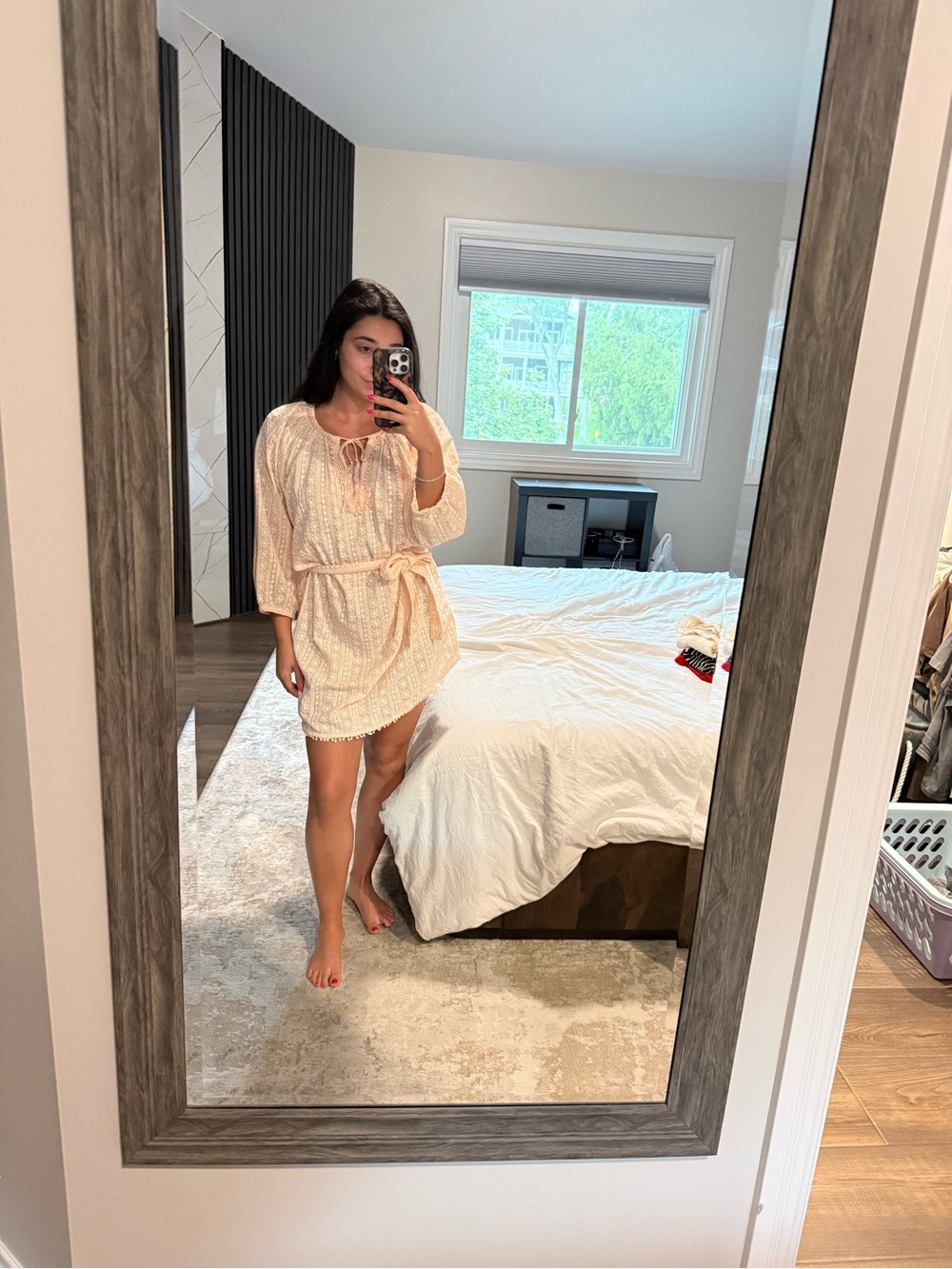 Melissa Odabash Peach Tie-Waist Swim Coverup Dress